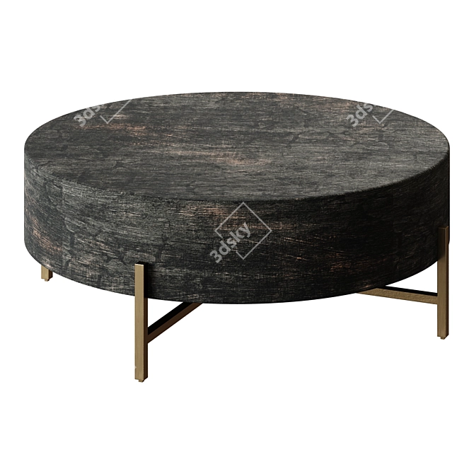 Reclaimed Wood Round Coffee Table - Fargo 3D model image 1