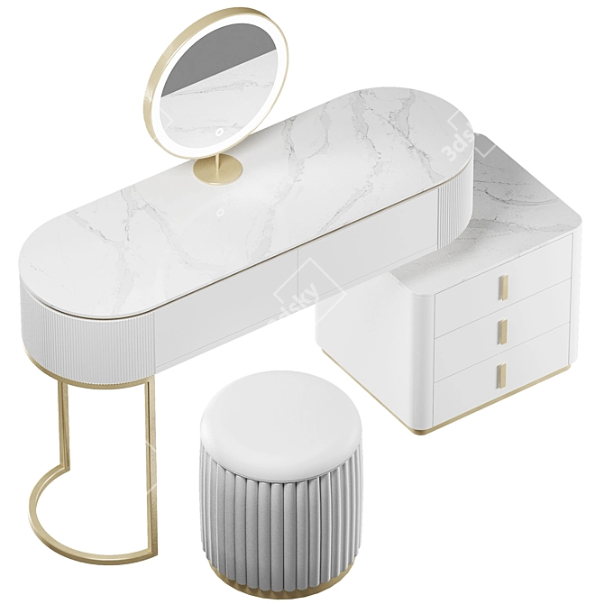 Frandiss Vanity Set - Mirror and Dressing Table 3D model image 2