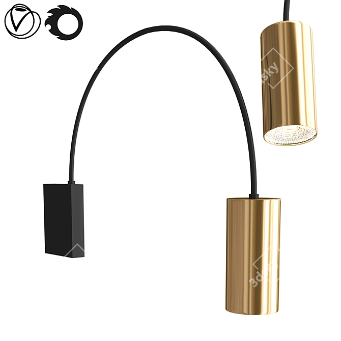 Sleek Foldable Pendant Light 3D model image 1