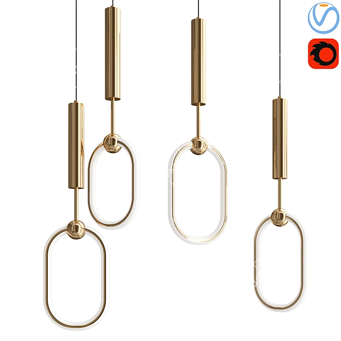 Sleek Pendant Light: HOOP BRIGHT 3D model image 1