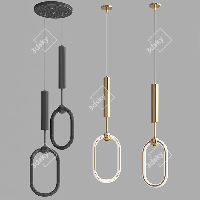 Sleek Pendant Light: HOOP BRIGHT 3D model image 3