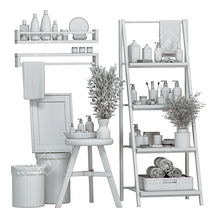 Meraki-inspired Bathroom Accessories Set 3D model image 5