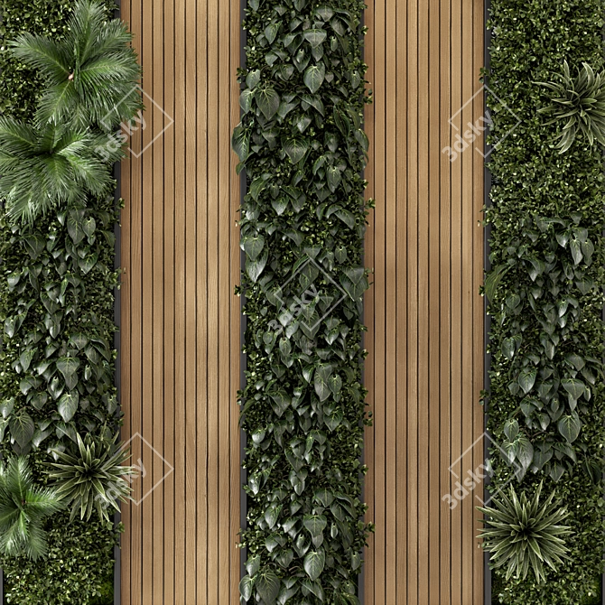 Wooden Base Vertical Garden - Set 525 3D model image 4