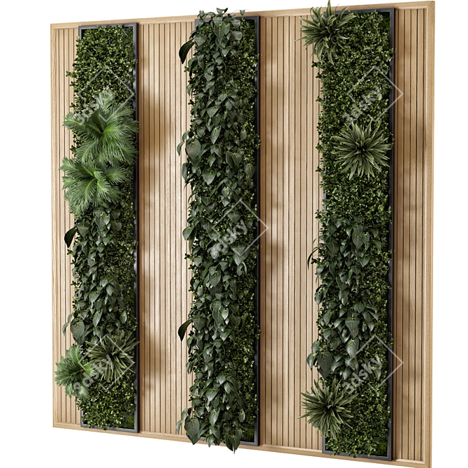 Wooden Base Vertical Garden - Set 525 3D model image 5