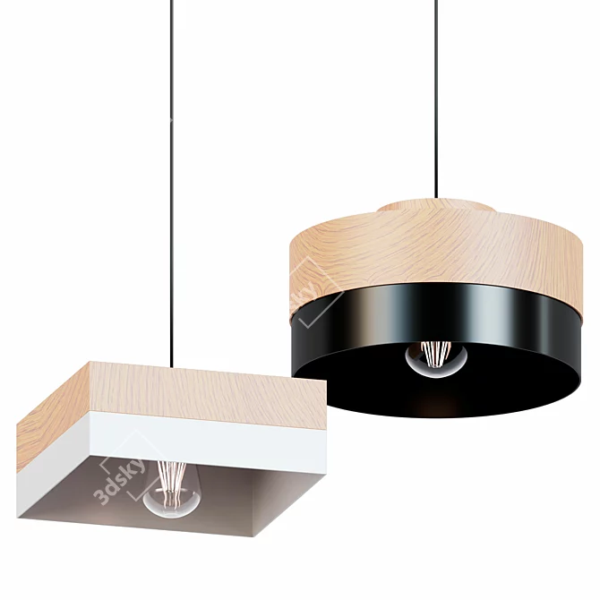 Modern Wood Pendant Lights 3D model image 1