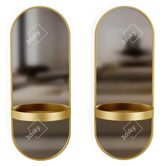 Luminous Oval Metal Mirror 3D model image 1