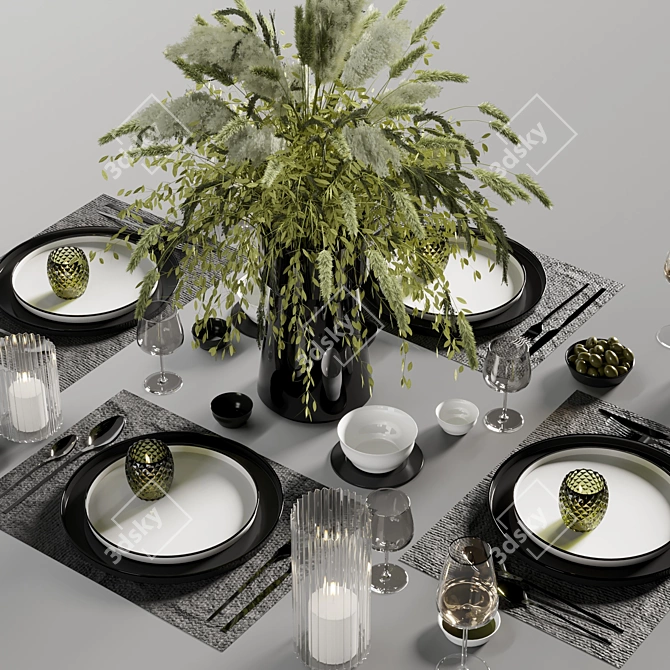 Elegant Dinnerware Set10 3D model image 2