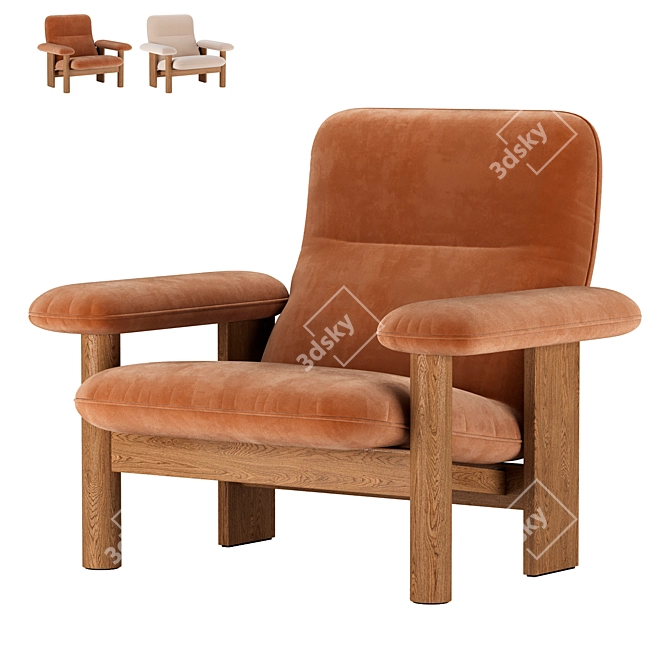 Elegant Brasilia Lounge Chair 3D model image 2