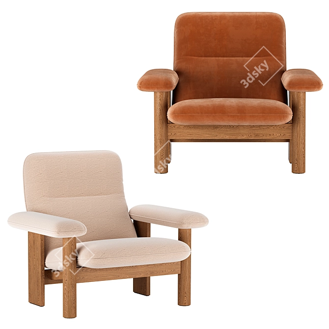 Elegant Brasilia Lounge Chair 3D model image 3