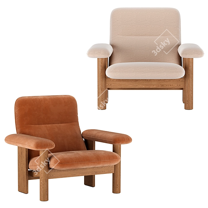 Elegant Brasilia Lounge Chair 3D model image 4