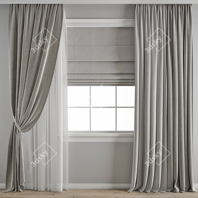 Elegant Polygon Curtain 3D model image 1