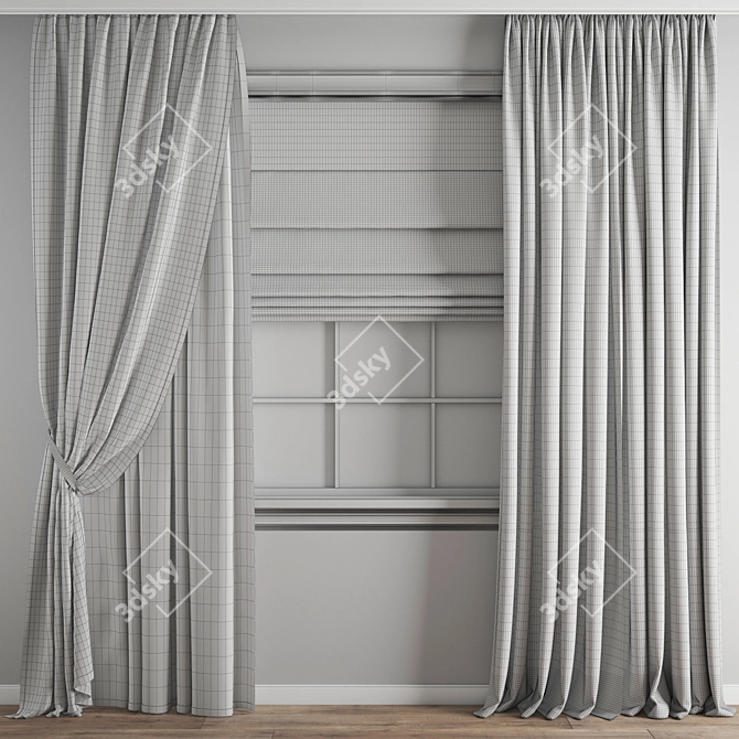 Elegant Polygon Curtain 3D model image 2