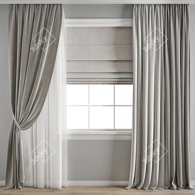 Elegant Polygon Curtain 3D model image 3