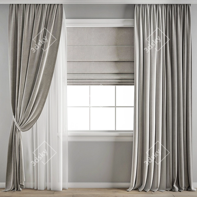 Elegant Polygon Curtain 3D model image 4