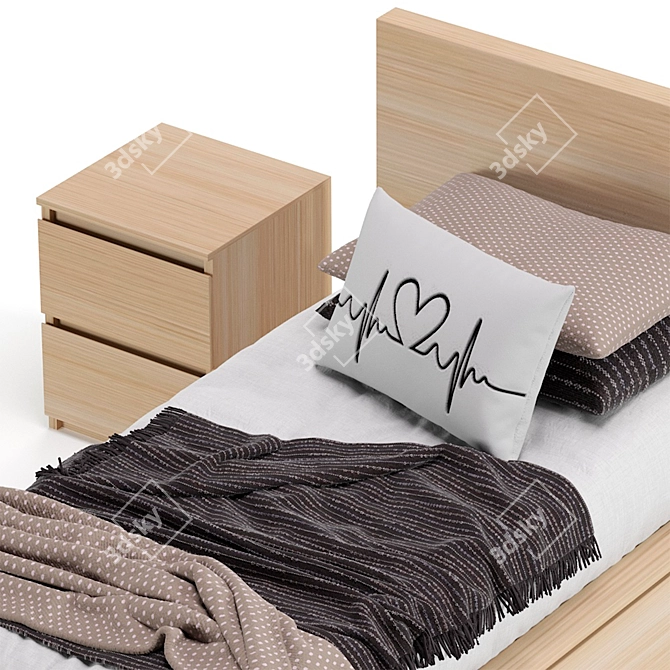 Ikea Malm Single Bed: Sleek and Stylish Sleeping Solution 3D model image 2