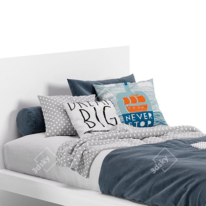 Ikea Malm Single Bed: Sleek and Stylish Sleeping Solution 3D model image 3