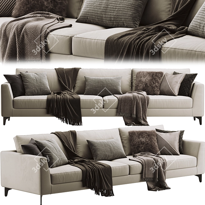 Modern Meridiani Louis Up Sofa 3D model image 1