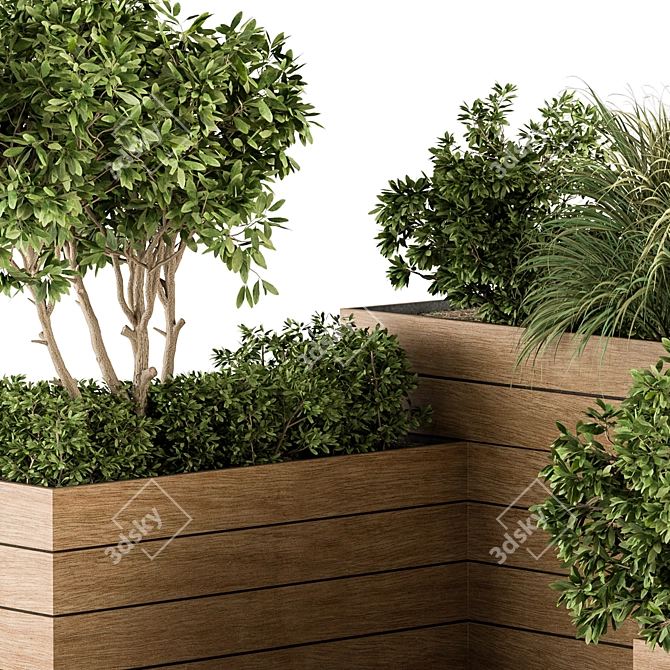 Wooden Outdoor Plant Box Set 3D model image 3