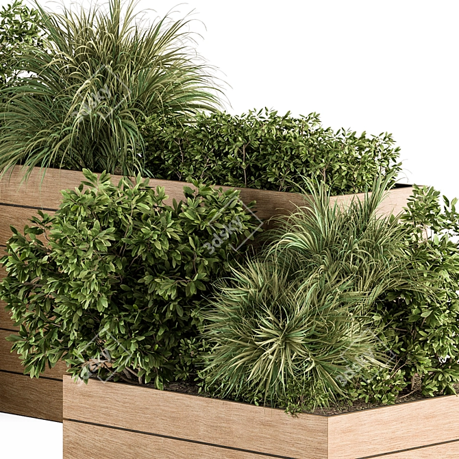 Wooden Outdoor Plant Box Set 3D model image 4