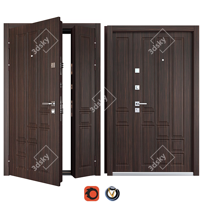 Daiton Favorit Entrance Metal Door - 1200x2050mm, Kale Locks 3D model image 1