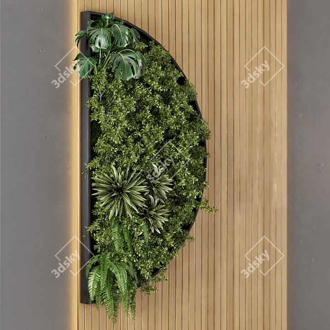 Wooden Base Vertical Garden: Set 526 3D model image 2