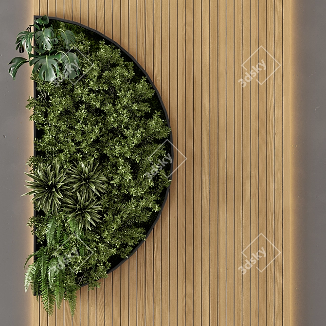 Wooden Base Vertical Garden: Set 526 3D model image 3