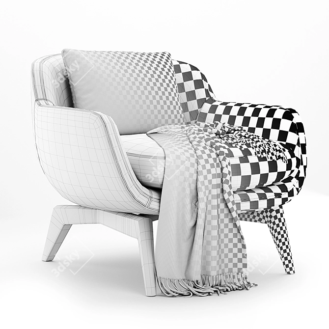 Elegant BELT Fabric Armchair 3D model image 5