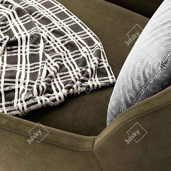 Elegant BELT Fabric Armchair 3D model image 8