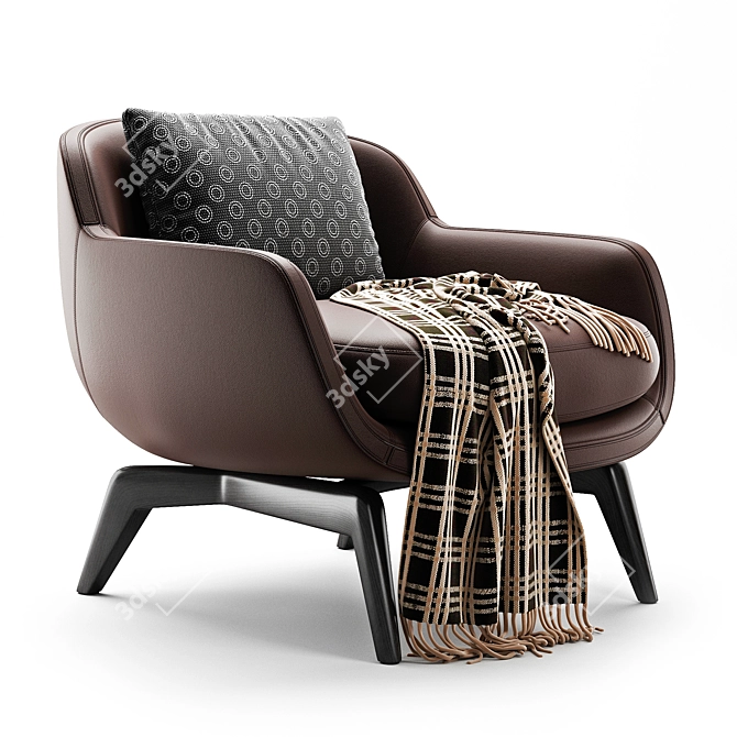 Elegant BELT Fabric Armchair 3D model image 9
