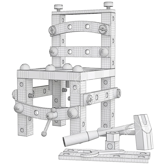 Wooden Constructible Chair Kit 3D model image 4