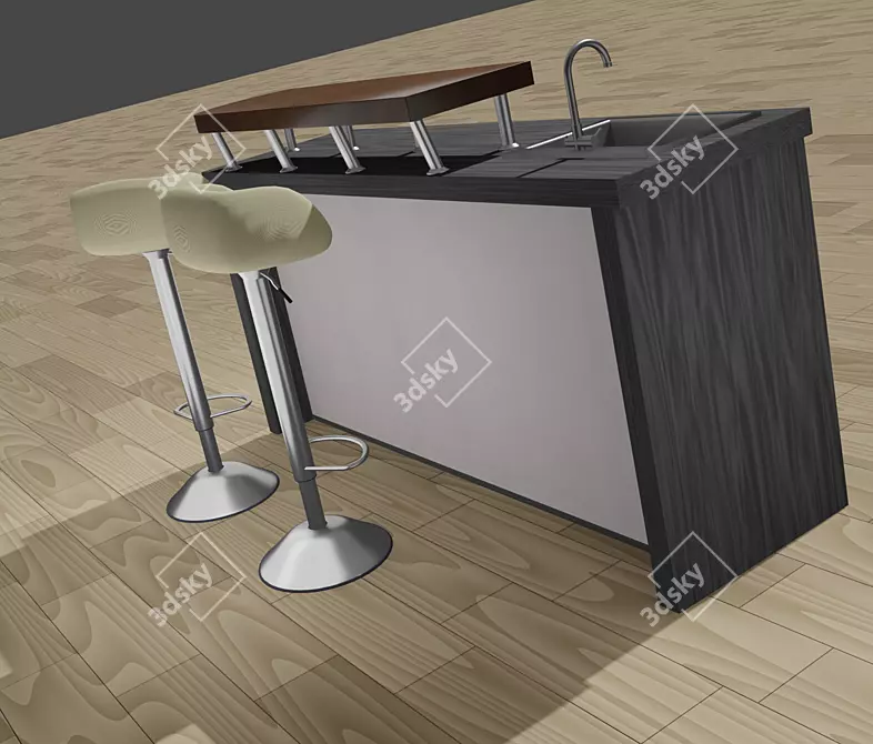 Brick Texture Bar Table Set 3D model image 3
