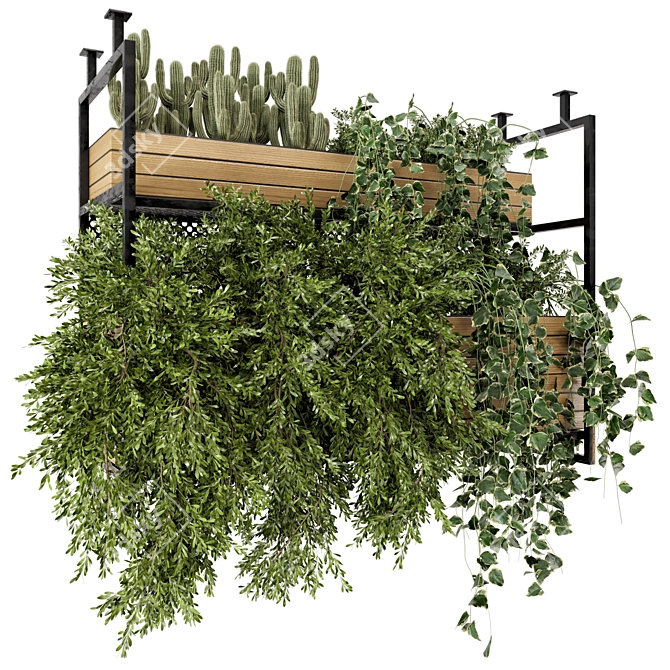 Metal Box Hanging Plants - Set 527 3D model image 1