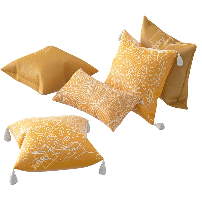  Vibrant Yellow Pillows for a Cozy Home 3D model image 1
