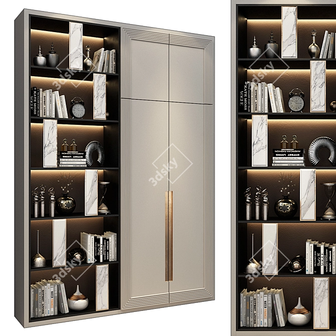 Customizable Furniture Composition: Wardrobe with Decor 3D model image 1