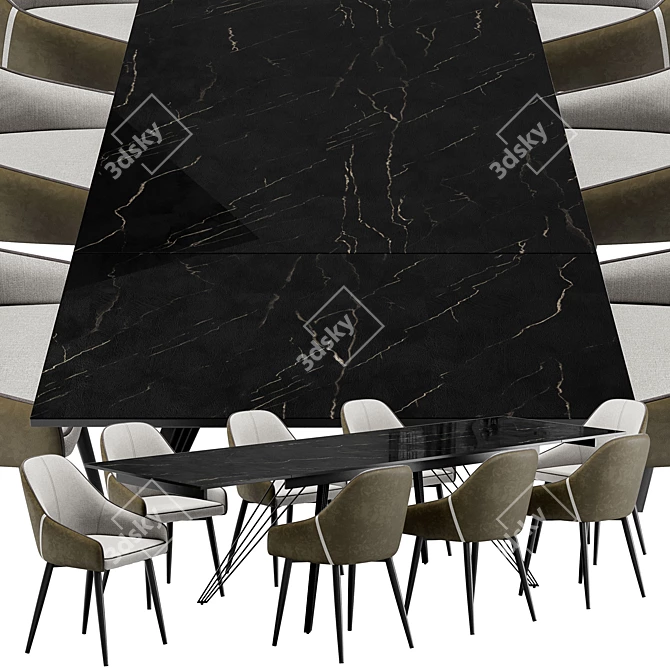 Elegant Gladys Dining Chair & Pandora Table 3D model image 3