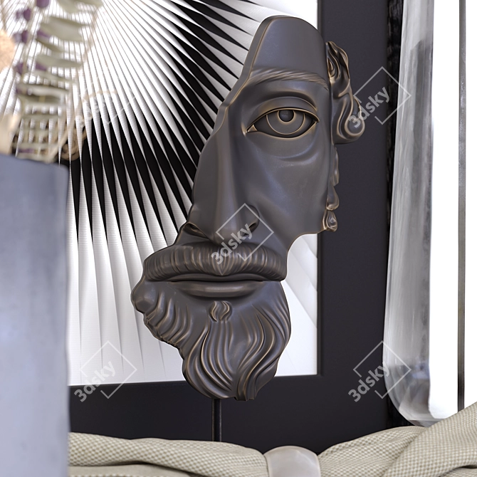 Elegant Decorative Set Painting, Statue, Lantern, Dish & Vase 3D model image 4