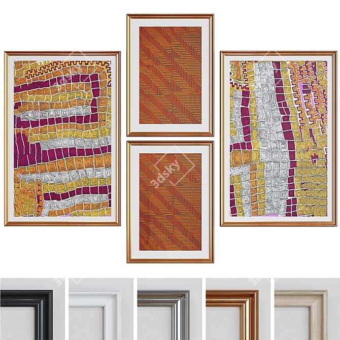 Modern Abstract Picture Frame Set 3D model image 1