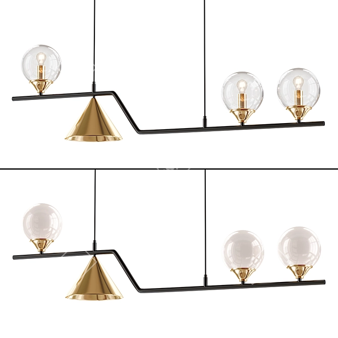 Sleek Nordic Black Chandelier 3D model image 1