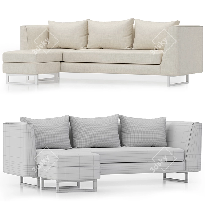 Elegant Matthew Sectional Sofa 3D model image 2