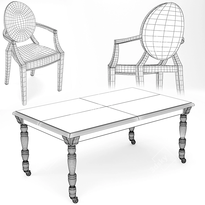 Modern Dining Set 154 3D model image 5