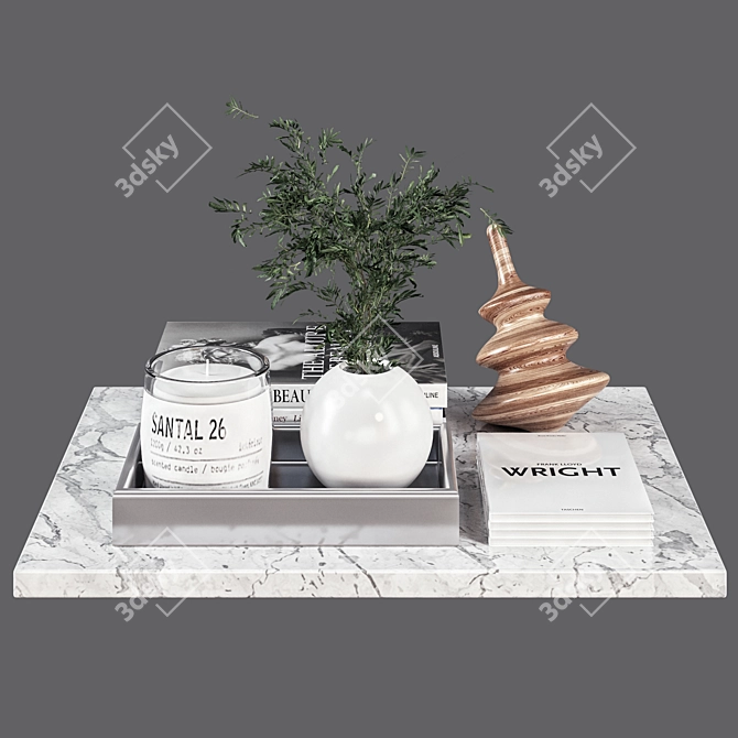 Elegant Decor Set: Books & Bouquet 3D model image 2