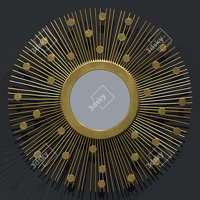 Title: Vintage Sunburst Mirror 3D model image 2