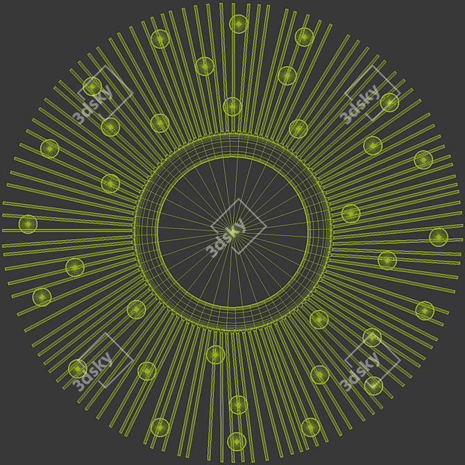 Title: Vintage Sunburst Mirror 3D model image 4