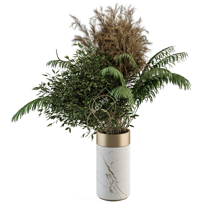 Mixed Branches Bouquet in Stone Vase 3D model image 1