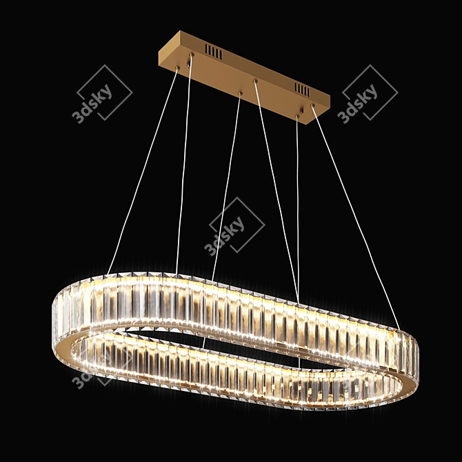 Elegant Oval Crystal Chandelier 3D model image 5