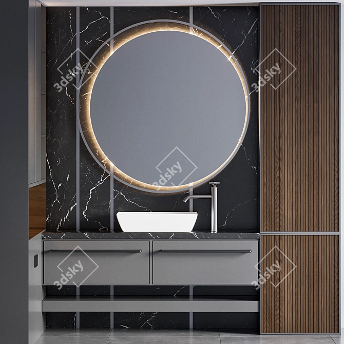 Modern Bathroom Furniture Set 3D model image 2