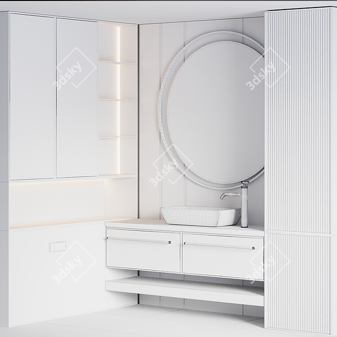 Modern Bathroom Furniture Set 3D model image 4