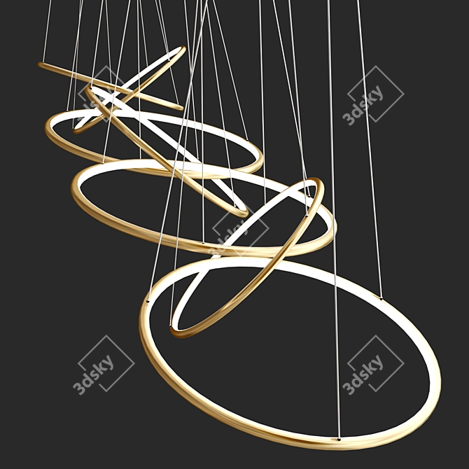 Gilded Ring Connection Chandelier 3D model image 3
