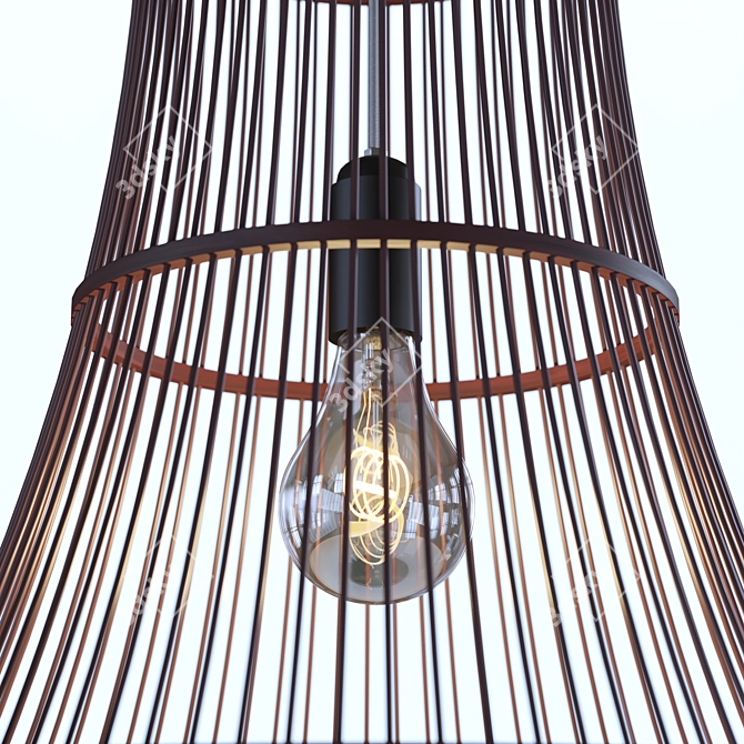 Rustic Bamboo Pendant Light 3D model image 4