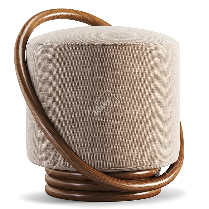 SMILE Round Fabric Pouf: Stylish and Versatile 3D model image 1